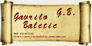 Gavrilo Baletić vizit kartica